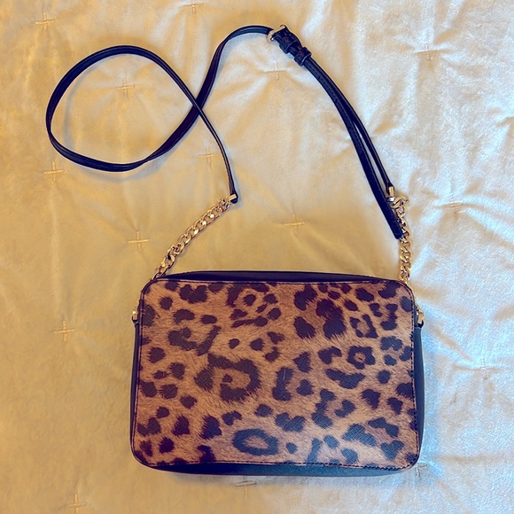 MICHAEL KORS Jet Set Charm Brown Scotch Multi Leopard Zip Chain Crossbody Bag - Picture 2 of 2